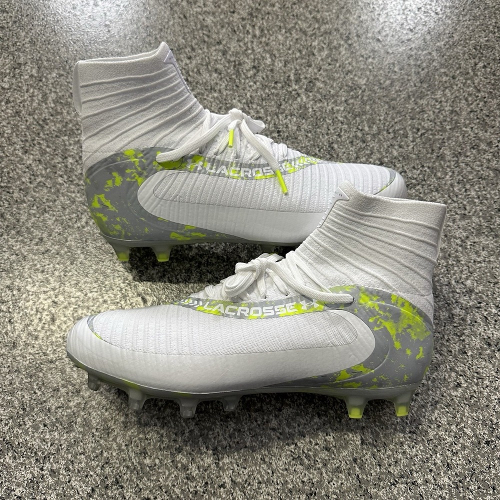 Under Armour Highlight LAX 2 MC Lacrosse Cleats Men Size 10 White Neon Green